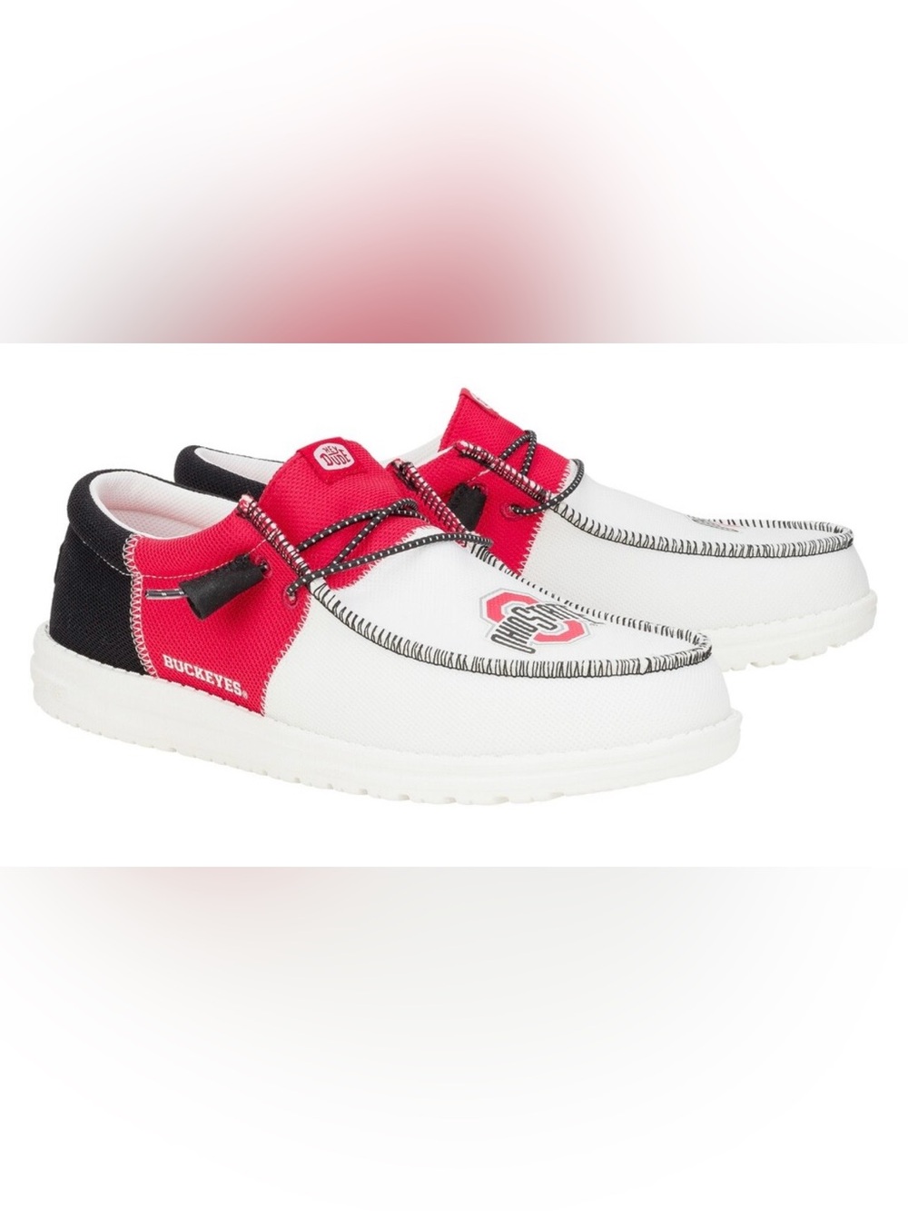 Hey Dude Wally Tri Ohio State Buckeyes Slip On Shoes Scarlet Red Black White 12